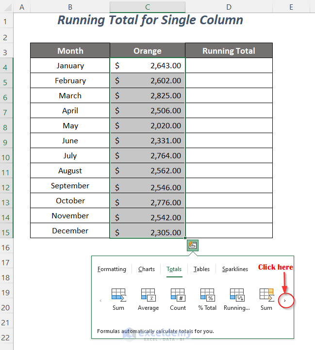 another way to use the quick analysis tool in excel