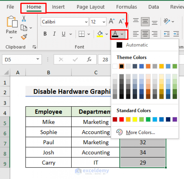 [Fixed!] Unable to Change Font Color in Excel (3 Solutions) - ExcelDemy