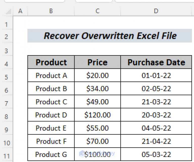 How To Recover Overwritten Excel File With No Previous Version 3477