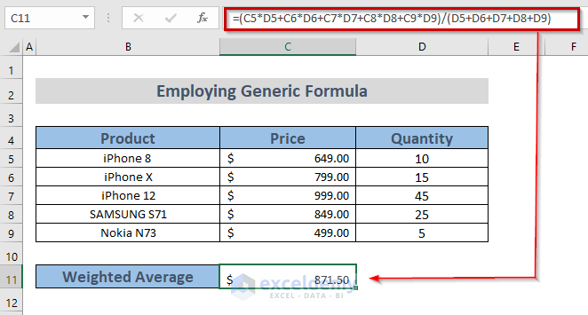  How To Calculate Weighted Average Price In Excel 3 Easy Ways 