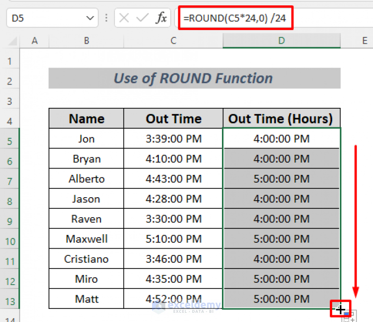 Rounding Time in Excel to Nearest Hour (6 Easy Methods)