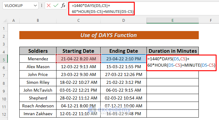 Calculate Time Difference Between Two Dates In Minutes In Excel