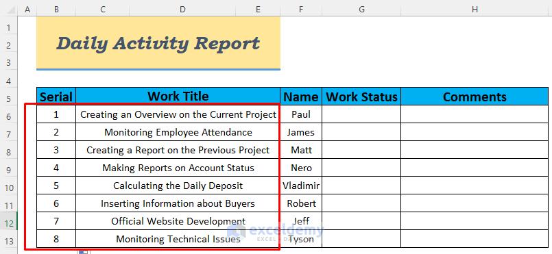 How To Make Daily Activity Report In Excel 5 Easy Examples 