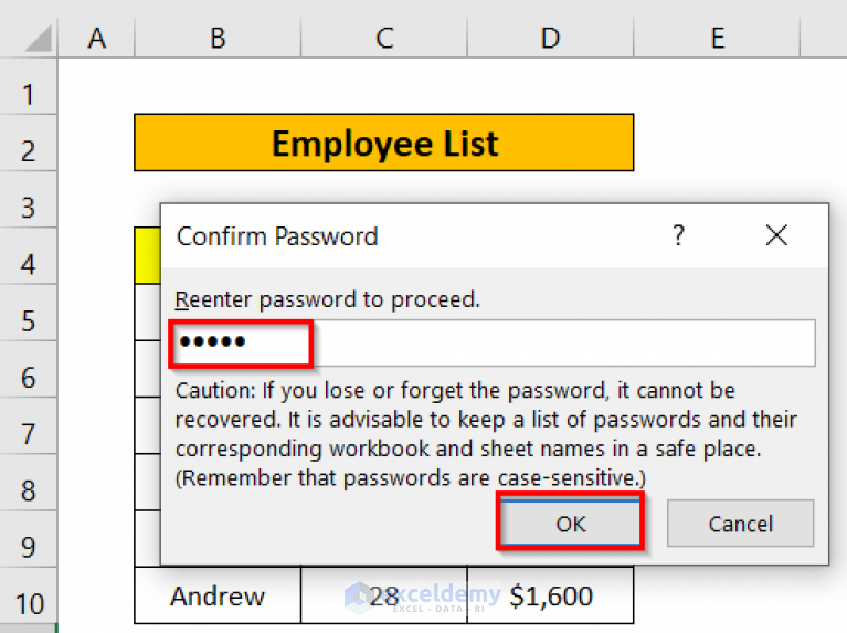 How To Protect Excel Sheet From Viewing Using Password Exceldemy 4499