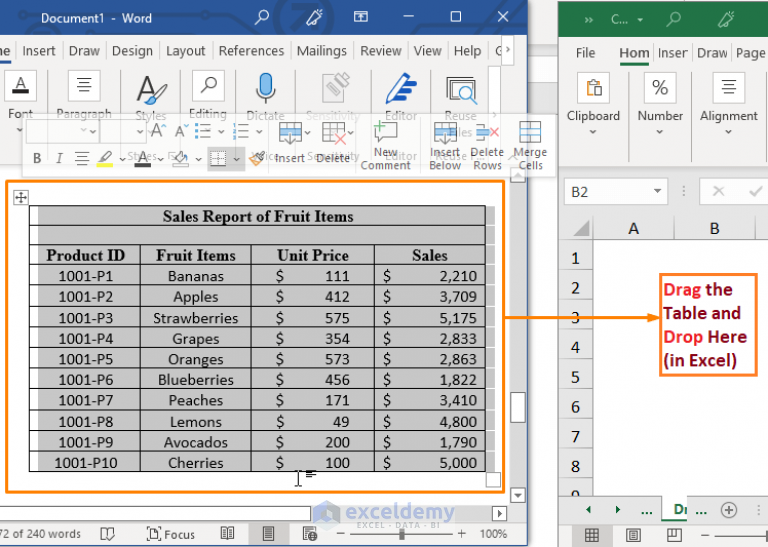 How to Convert Word Table to Excel Spreadsheet (6 Methods)