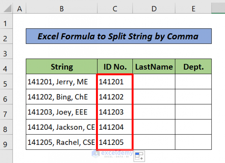 Split String In Excel Sheet