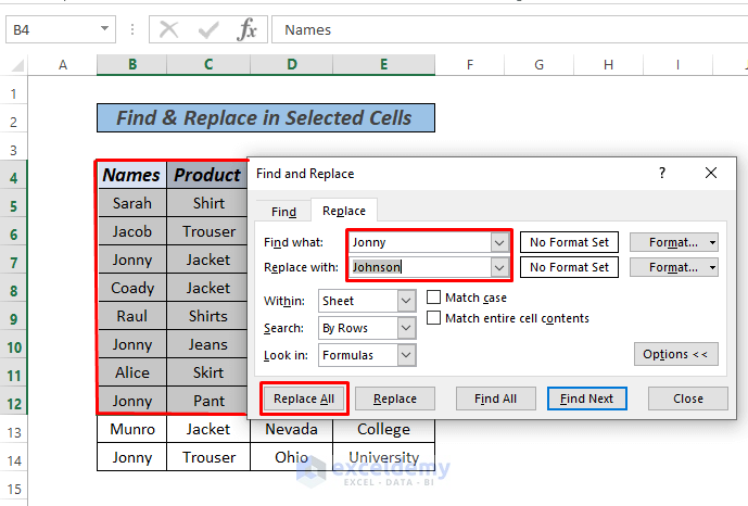 How To Replace Text In Selected Cells In Excel 4 Simple Methods