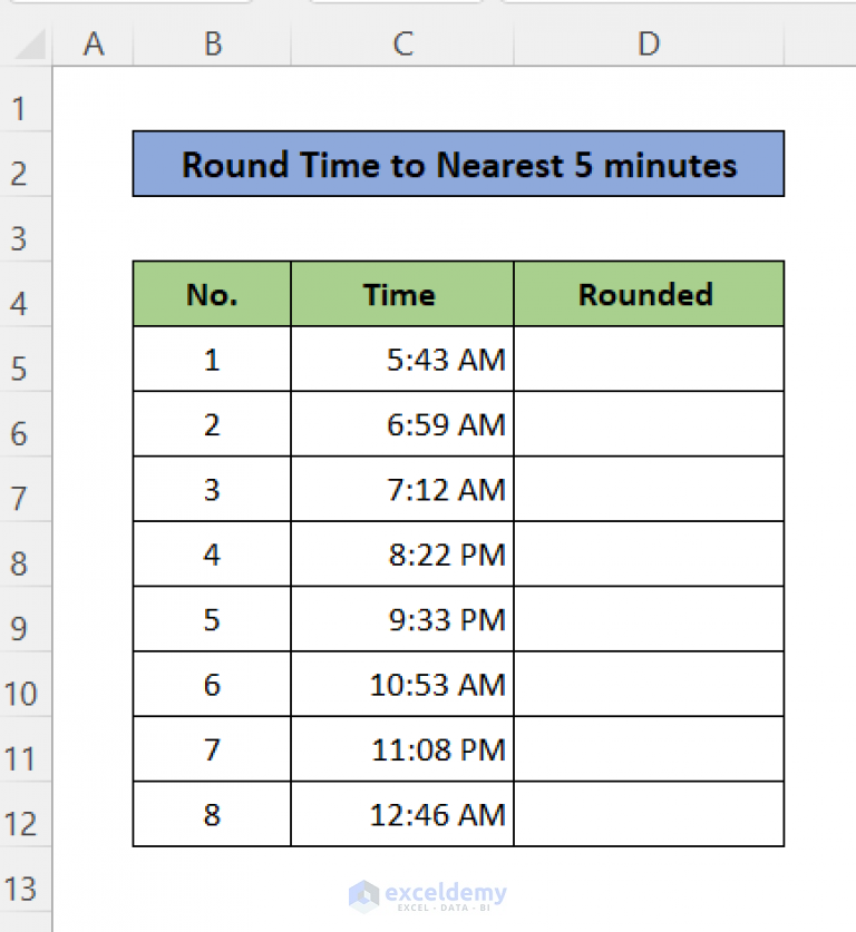 Round Time To Nearest 5 Minutes