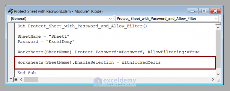 Vba Protect Sheet Password Protect Excel Sheet Using 