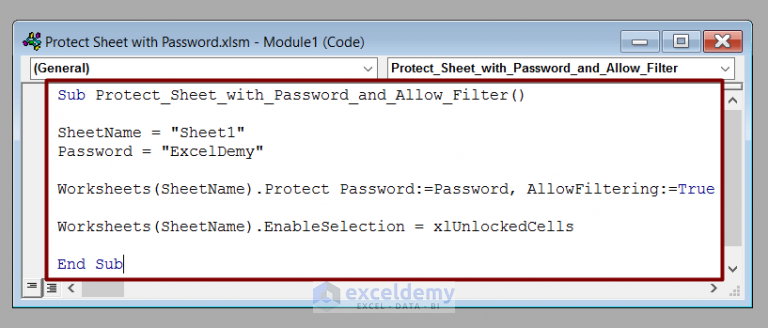 Excel Vba Protect Sheet With Password And Allow Filter Exceldemy 8668