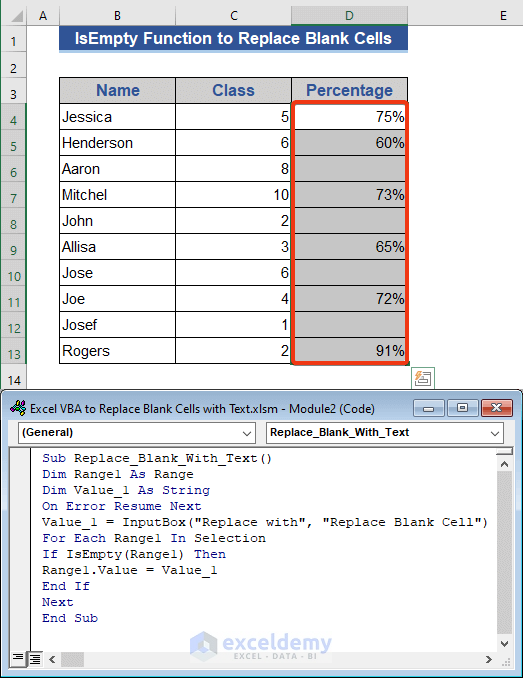 Excel VBA To Replace Blank Cells With Text 3 Examples ExcelDemy