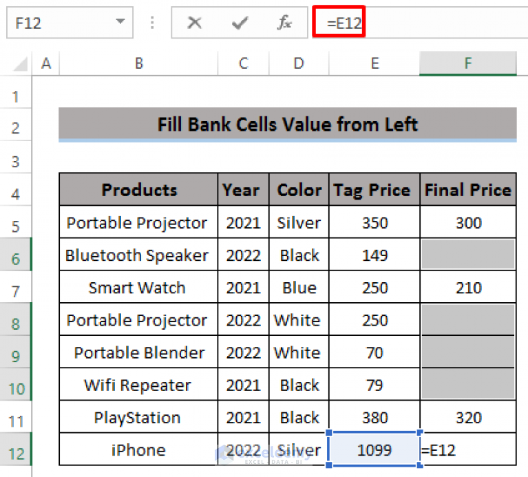 How To Fill Blank Cells With Value From Left In Excel 4 Suitable Ways 2297