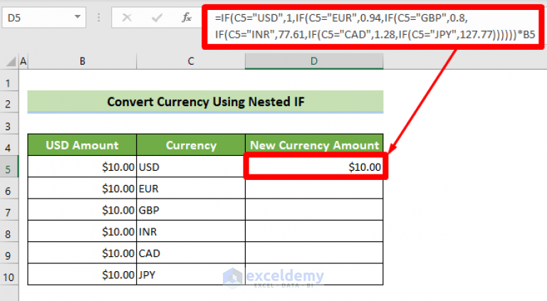 Formula to Convert Currency in Excel (4 Useful Examples) - ExcelDemy