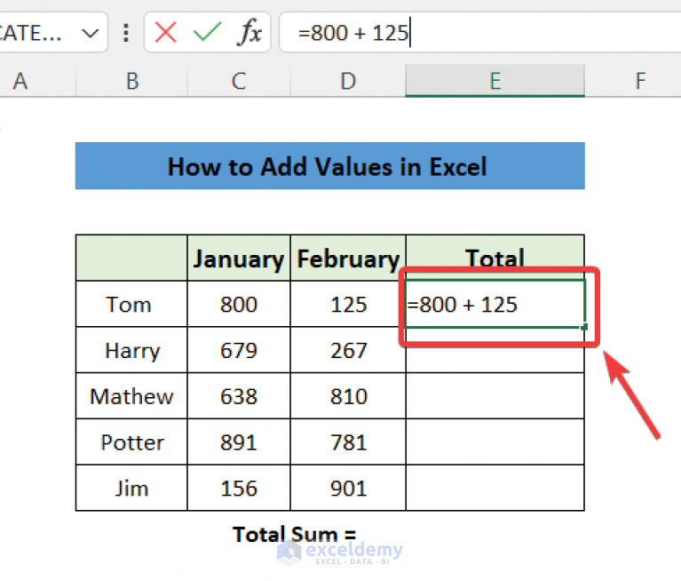 Formula for Addition Subtraction Multiplication and Division in Excel