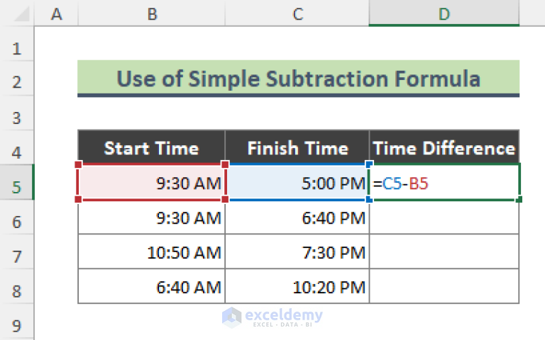 how-to-calculate-difference-between-two-times-in-excel-8-methods