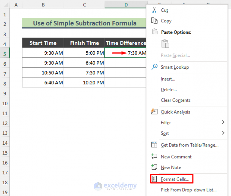 how-to-calculate-difference-between-two-times-in-excel-8-methods