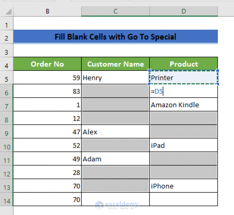 How To Fill Blank Cells In Excel With Go To Special With 3 Examples 2280