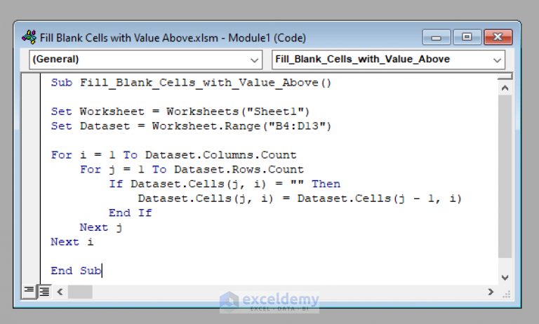 how-to-fill-blank-cells-with-value-above-in-excel-vba-3-easy-methods