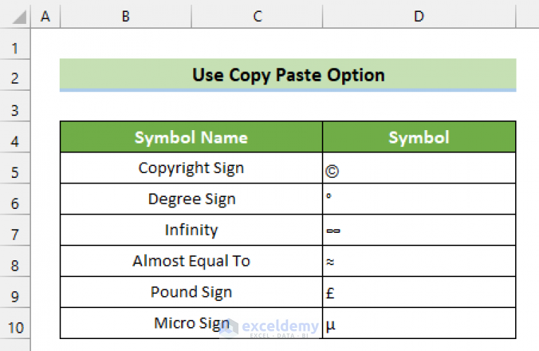 How To Insert Symbol In Excel 6 Simple Techniques Exc 7351