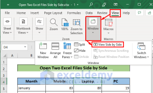 how to view 2 ms project files side by side
