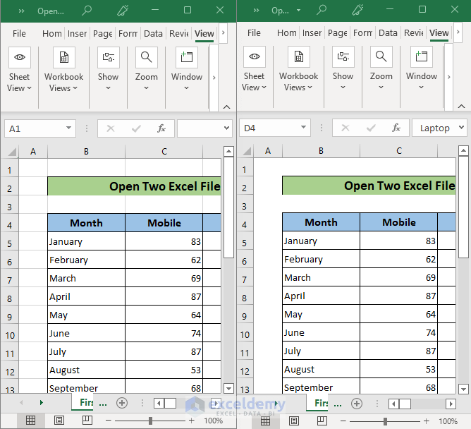 How To Open Two Excel Files Side By Side 3 Easy Ways 