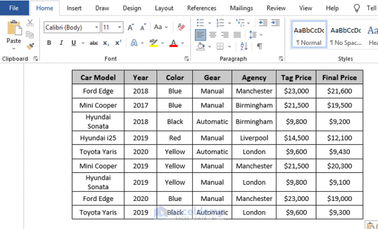 How To Put A Large Excel Table Into Word And Make It Fit