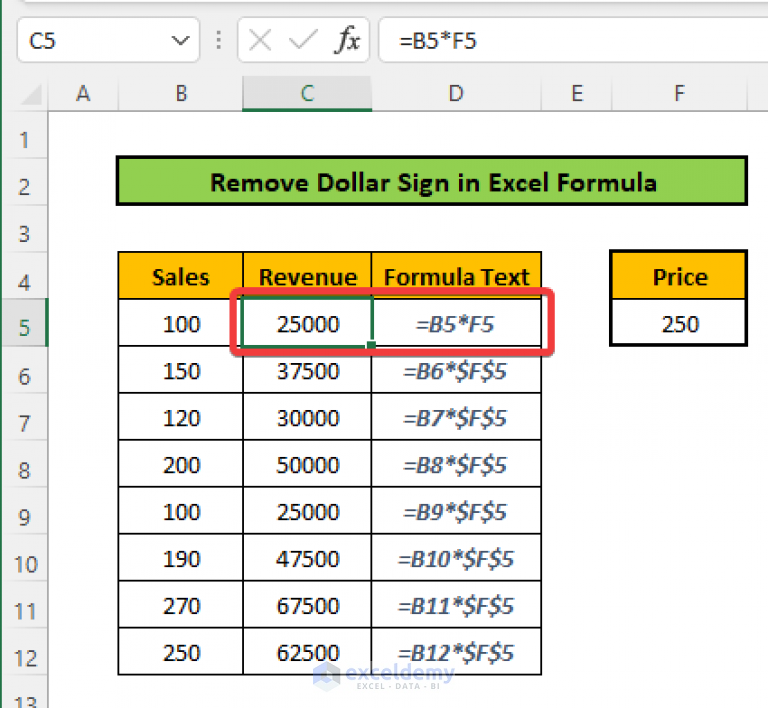 How To Remove Dollar Sign In Excel Formula 2 Easy Ways ExcelDemy