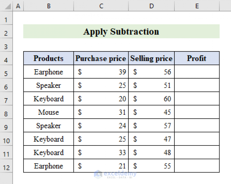 How To Subtract Two Columns In Excel 5 Easy Methods ExcelDemy