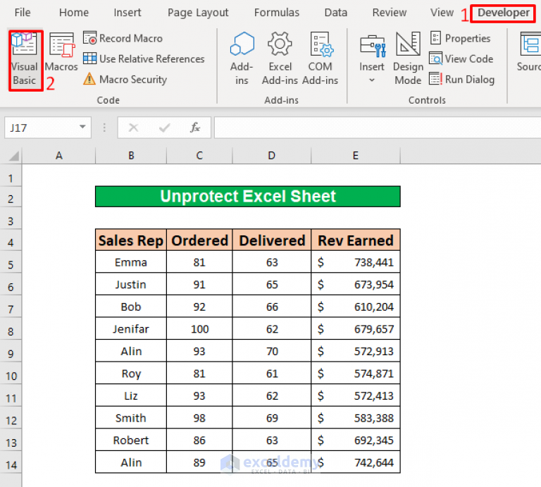 How To Unprotect Excel Sheet With Password Using Vba 3 Quick Tricks 8620