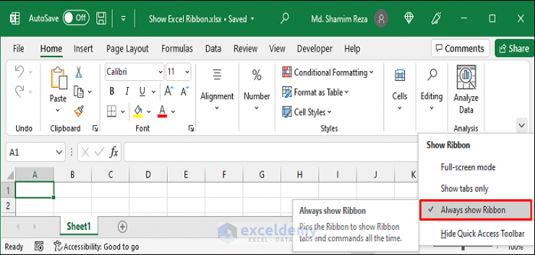 how-to-show-ribbon-in-excel-5-quick-simple-ways-exceldemy