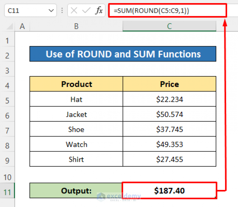 How To Round A Formula With Sum In Excel 4 Simple Ways Exceldemy 9831