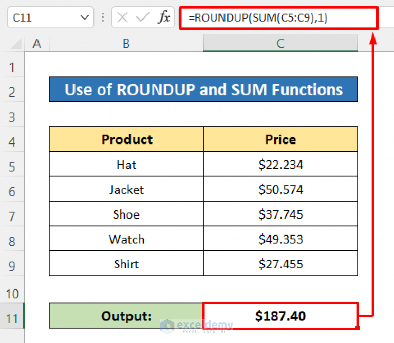 How To Round A Formula With Sum In Excel 4 Simple Ways Exceldemy 1482