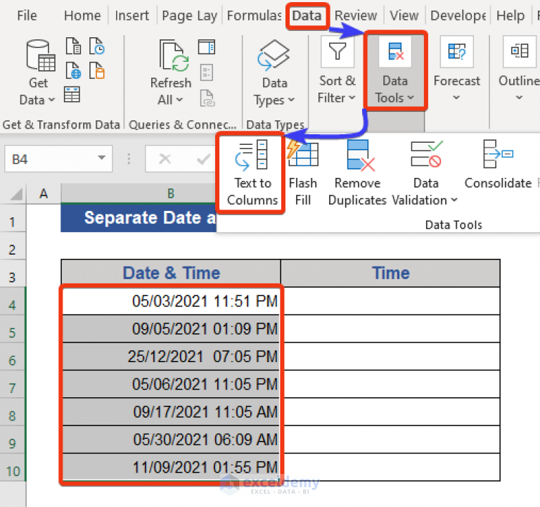 how-to-separate-date-and-time-in-excel-without-formula-3-methods