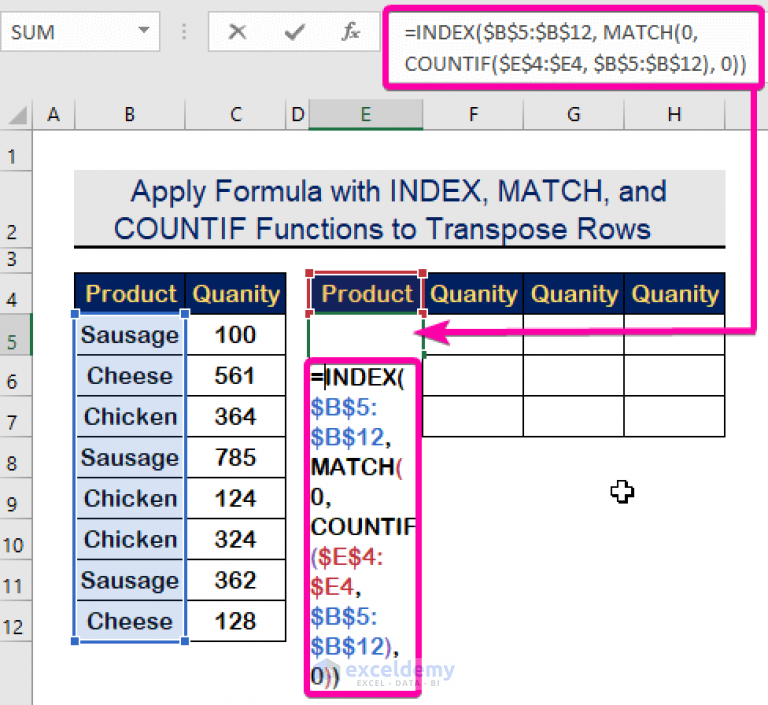 how-to-transpose-rows-to-columns-based-on-criteria-in-excel-2-ways