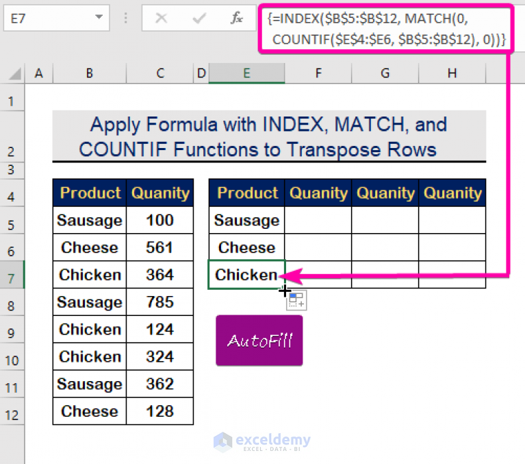 How to Transpose Rows to Columns Based on Criteria in Excel (2 Ways)