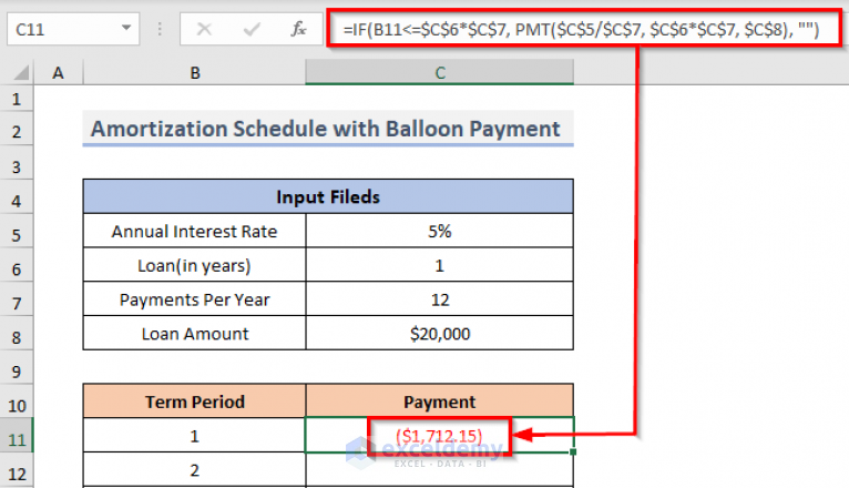 Amortization Schedule With Balloon Payment And Extra Payments In Excel