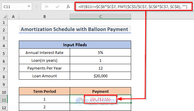 Amortization Schedule With Fixed Monthly Payment And Balloon Excel 