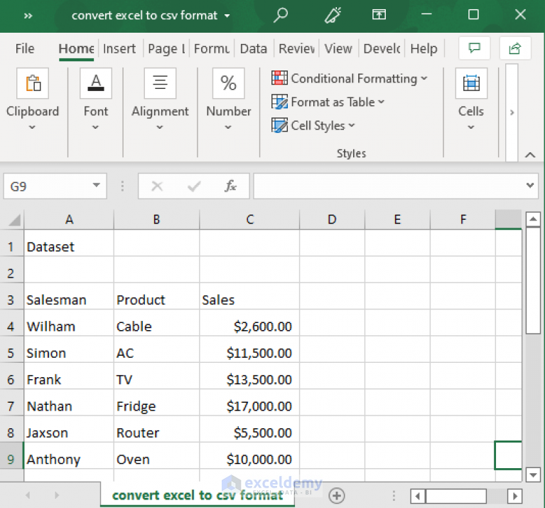 How To Convert Excel File To Csv Format (5 Easy Ways) - Exceldemy