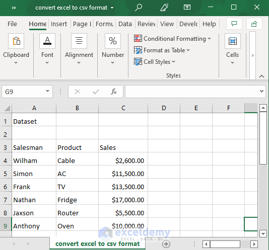 How To Convert Excel File To CSV Format 5 Easy Ways ExcelDemy