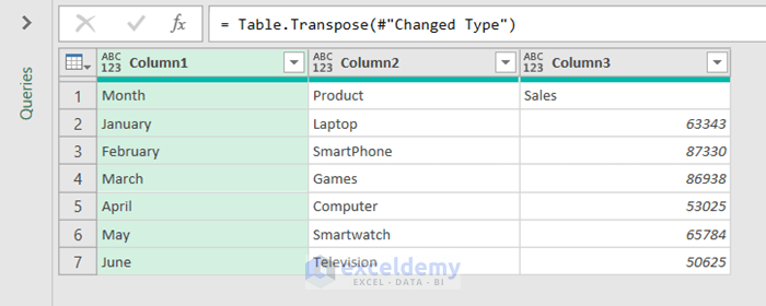 Excel Power Query Transpose Rows To Columns Step by Step 