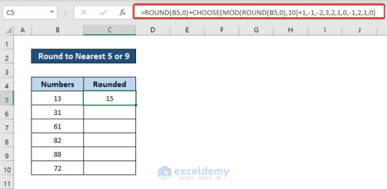 Round to Nearest 5 or 9 in Excel (8 Easy Methods) - ExcelDemy