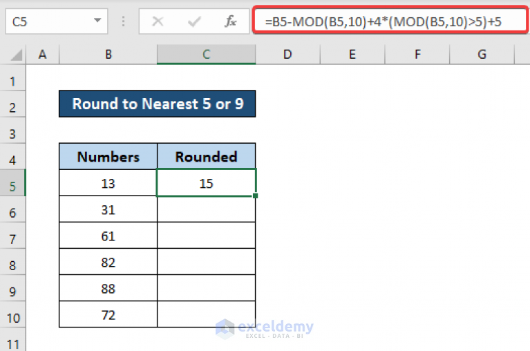 Round to Nearest 5 or 9 in Excel (8 Easy Methods) - ExcelDemy