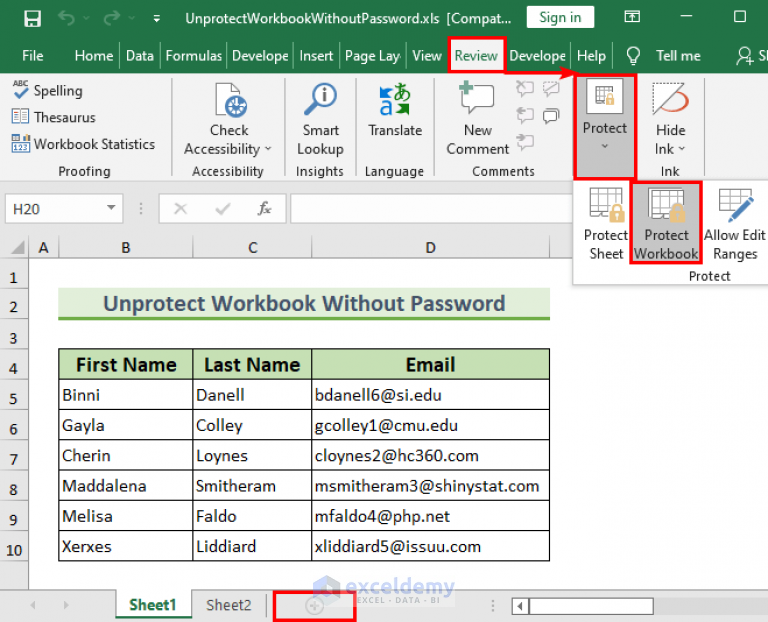 Excel VBA: Unprotect Workbook without Password (2 Examples)