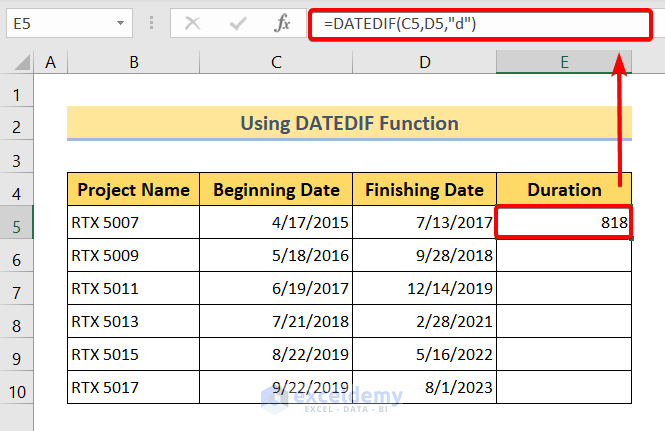 How To Calculate The Difference Between Two Dates In Excel Template 