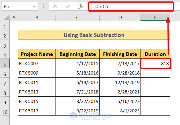 subtracting dates calculator