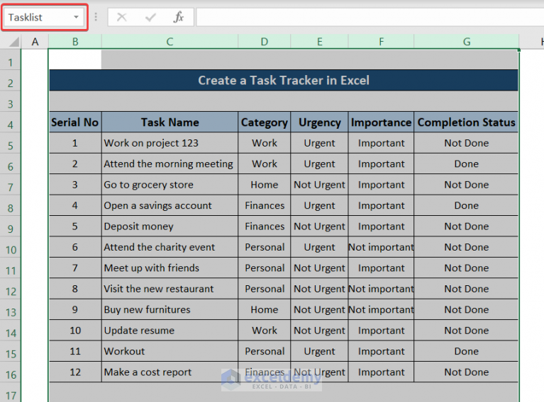 How To Create Task Tracker In Excel