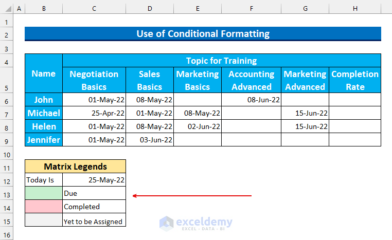 Excel Training Matrix Template