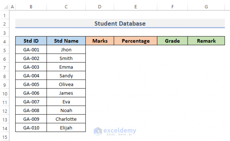 How to Create Student Database in Excel (With Easy Steps) - ExcelDemy