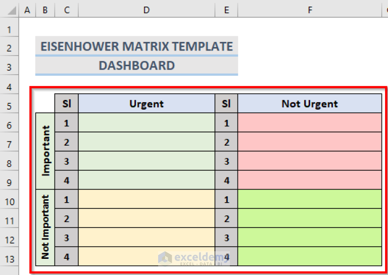 How to Make an Eisenhower Matrix Template in Excel (With Easy Steps)