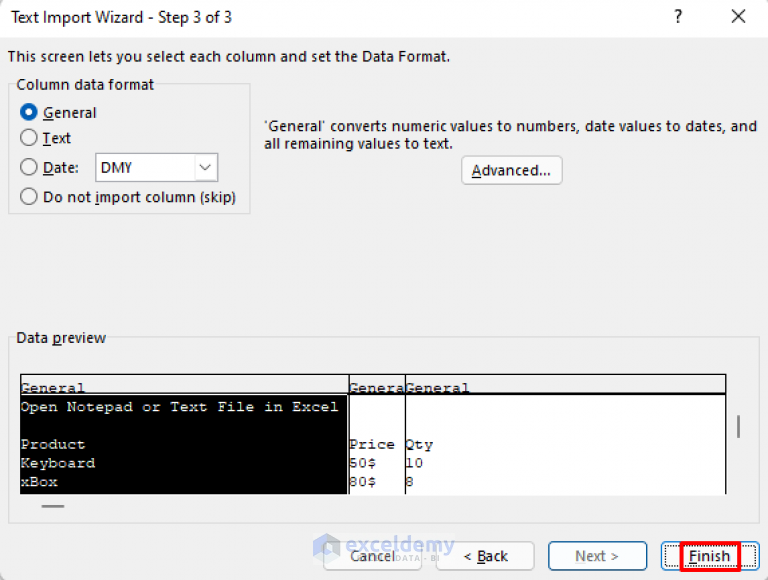 How to Open Notepad or Text File in Excel with Columns (3 Easy Methods)